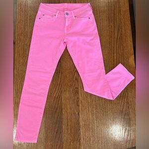 7 For All Mankind Cropped Skinny Jeans (AU809307A) Size 26 Hot Neon Pink